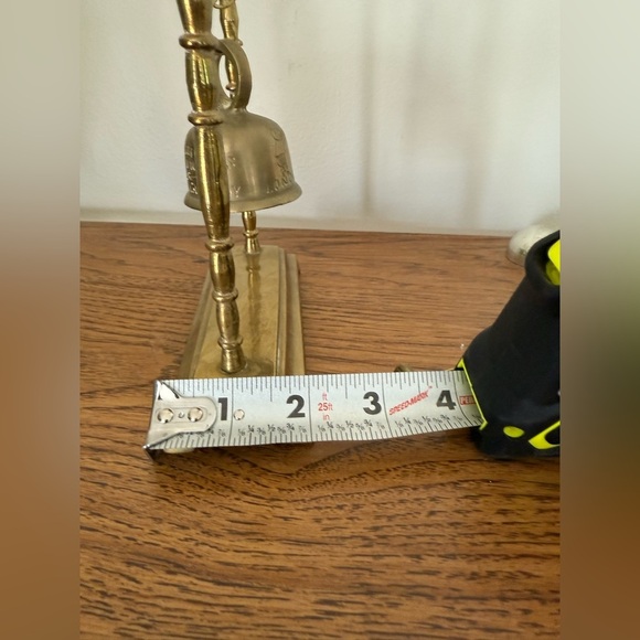 Vintage Chinese Brass Bell & Stand Fish Decoration On Top W/ Striker Gold Color - Picture 7 of 8